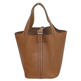 Bolsa de couro Picotin Lock PM da Hermès Marrom