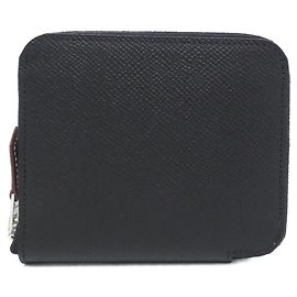 Billetera compacta de seda Epsom Hermès EN LIBERTE Negro