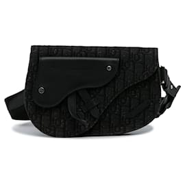 Dior-Dior Oblique Canvas Saddle Messenger Bag-Black