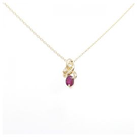 Autre Marque Au750 Ruby Diamond Necklace Golden