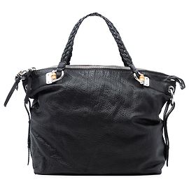 Gucci große schwarze Leder Bamboo Bar Tasche Schwarz