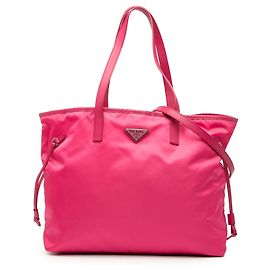 Bolsa tote conversível aberta em tessuto com detalhes Saffiano rosa da Prada Rosa