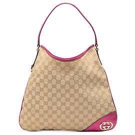 Gucci Hobo New Britt en toile GG marron Marron Beige
