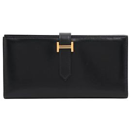 Hermès Herme Black Box Leather Bearn Wallet 2020 Black