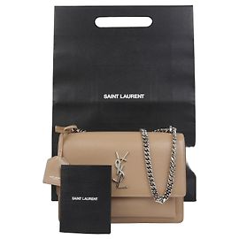 Saint Laurent Borsa a tracolla media Sunset con catena Marrone
