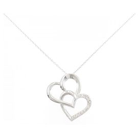 Autre Marque Au750 Weißgold Herz Diamant Halskette Silber