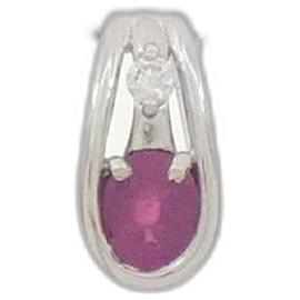 Autre Marque Platinum Ruby Diamond Necklace Red