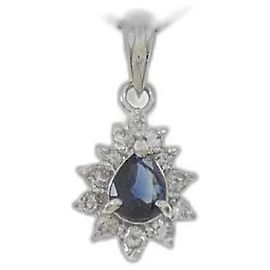 Autre Marque Platin-Saphir-Diamant-Halskette Silber