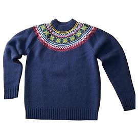 Fred Perry Navy Blue Lambswool Sweater M Navy blue
