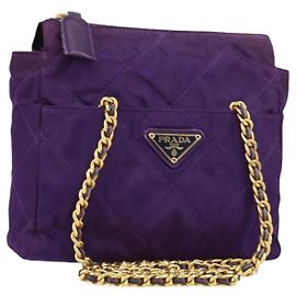 PRADA Borsa a Spalla con Catena Nylon Viola Oro Auth 157669 D'oro Porpora