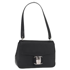 Borsa a Spalla Vala in Pelle Nera e Argento di Salvatore Ferragamo Auth bs31823 Nero Argento