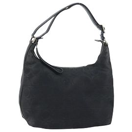 Borsa a Spalla Gancini in Nylon Nero e Argento di Salvatore Ferragamo Auth bs32062 Nero Argento