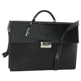 Salvatore Ferragamo Business Bag Leather 2way Black Auth 151628 Black