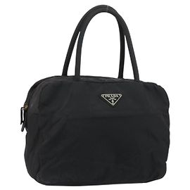 PRADA Handtasche Nylon Schwarz Silber Auth 158483 Schwarz Silber