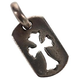 Pendente Dog Tag con Croce Intagliata Tiny in Argento Ag925 di Chrome Hearts Auth 157997SAM Argento