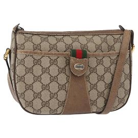Gucci Bolso GG Supreme Web Sherry Line PVC Beige Oro 14 02 032 Auth 157751 Beige Dorado