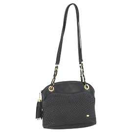 BALLY Borsa a Spalla a Catena Pelle Nera Oro Auth 158019 Nero D'oro
