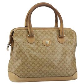 Céline CELINE Macadam Canvas Handtasche PVC Beige Auth ar13860 Beige