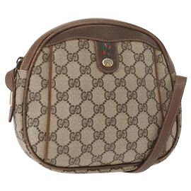 Borsa a Spalla GUCCI GG Supreme Web Sherry Line PVC Beige Oro Auth bs32048 Beige D'oro