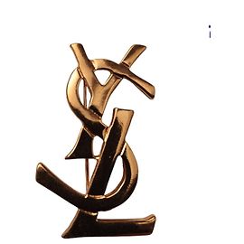 Yves Saint Laurent Große YSL Brosche Gold Metall Golden