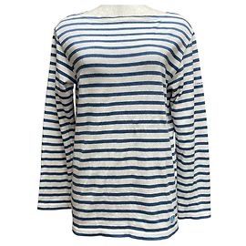 Autre Marque Camicia Basca ORCIVAL Tagliata e Cucita Blu Bianco sporco