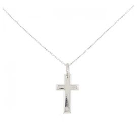 Autre Marque Colar de cruz de diamantes em ouro branco K14 e ouro branco K10 Prata