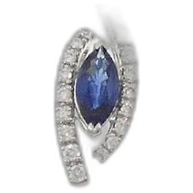 Autre Marque Saphir-Diamant-Halskette Pt900/Pt850 Silber