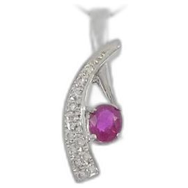 Autre Marque Collana in platino con rubini e diamanti Rosso