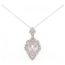 Autre Marque Pt900 Pt850 Kunzite Diamond Necklace Purple