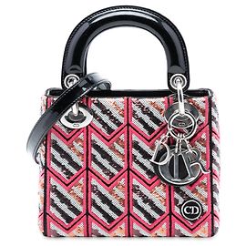 Dior Mini Lady Dior en cuir verni rose à sequins Rose