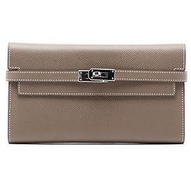Hermès Brown Epsom Kelly Longue Wallet Brown Taupe