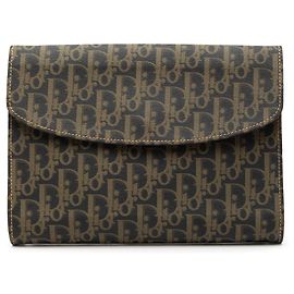Dior Brown Diorissimo Trotter Coated Canvas Clutch Brown