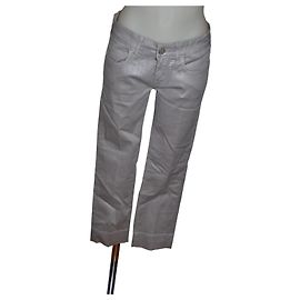 Karl Lagerfeld Hose grau glänzende Baumwolle Größe 27 Silber Grau