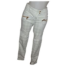 Jeans Slim Balmain Verde Pastel de Algodón Multicolor