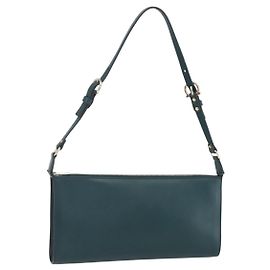 Salvatore Ferragamo Pochette Accessoire Gancini en Cuir Vert Argent Auth 158715 Argenté Vert