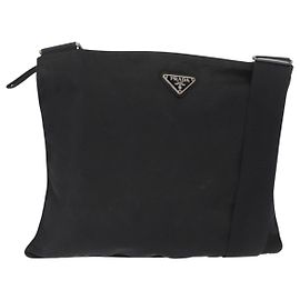 Sac à épaule PRADA en nylon noir argent authentique 157878 Noir Argenté
