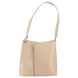 Borsa a Spalla Gancini in Pelle Beige Argento Auth 160686 di Salvatore Ferragamo Argento Beige
