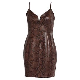 Autre Marque ASTR the Label Python Schlangenmuster Mini Slip Kleid Braun Braun