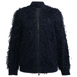 Chaqueta Bomber de Algodón Azul Marino con Flecos Techno de Brunello Cucinelli Azul Azul marino