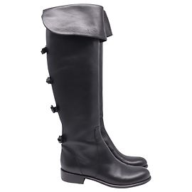 Valentino Garavani Valentino Bow Accents Riding Boots in Black Leather Black