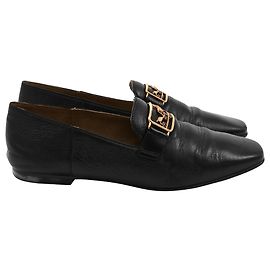 Hermès Time Flats in Black Leather Black