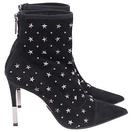 Balmain Blair 95 Studded Ankle Boots in Black Suede Black