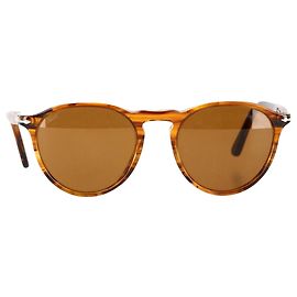 Persol 3286S Tortoiseshell Round-Framed Sunglasses in Brown Acetate Brown Red