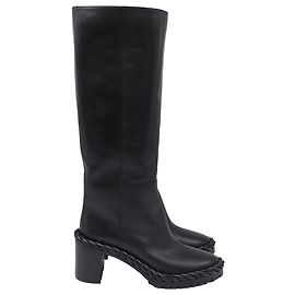 Valentino Garavani Braided Knee-High Boots in Black Lamb Leather Black