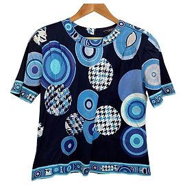 Blusa de seda estampada LEONARD FASHION Azul Azul marino