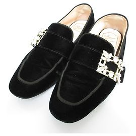 Roger Vivier MINI BROCHE Mocassini in Velluto Nero