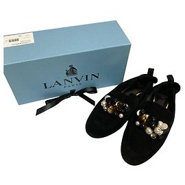 Mocassin en daim perlé Lanvin Noir