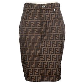Jupe en polyester-coton Zucca de Fendi Marron