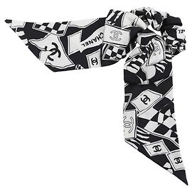 Scrunchie de seda Chanel Coco Mark Negro