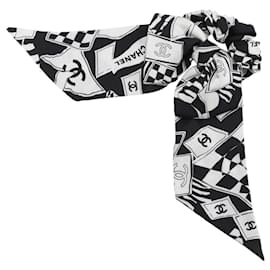 Scrunchie in seta Chanel Coco Mark Nero